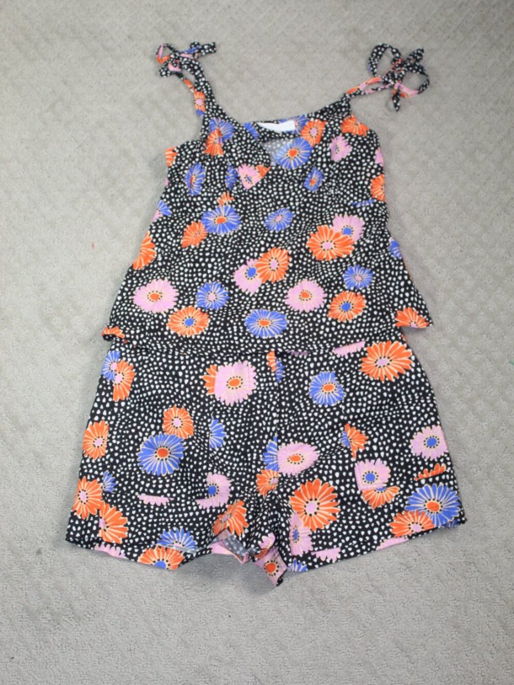 Corey Lynn Calter Size M Two Piece Black Linen Cotton Blend Short Set